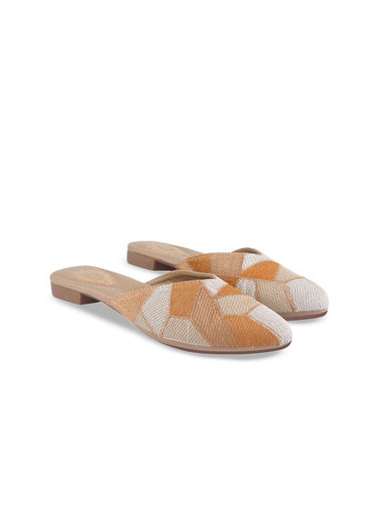 Women’s Patterned Mule Flats – Comfortable Slip-On Ethnic Casual Shoes