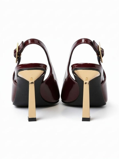 Women’s Patent Leather Slingback Heels – Elegant Pointed Toe Party Pumps